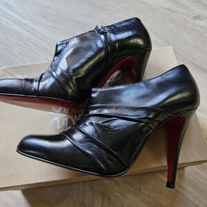 Brand New Christian Louboutin Black Leather Booties Size 36